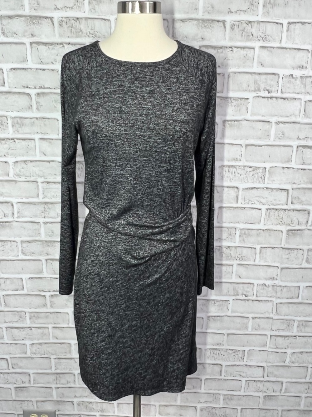 👗|•ATHLETA•| Heather Black Soft Knit Long Sleeve Dress Size Small